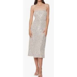 Amanda Uprichard Sequin Midi Dress in Ivory NWT Size Medium